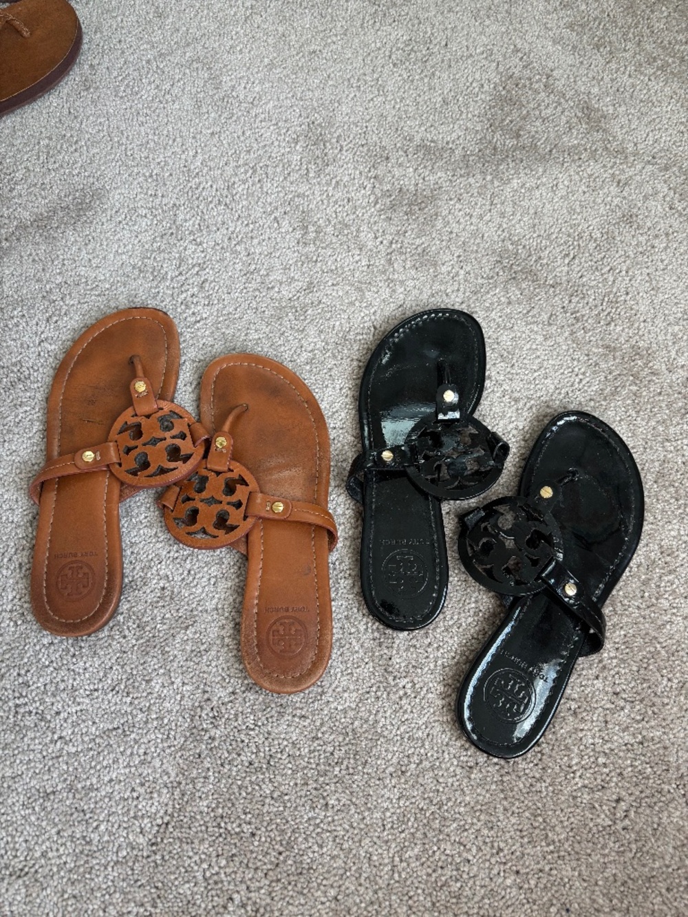 Two pairs of women’s Tory Burch Miller sandals size 6